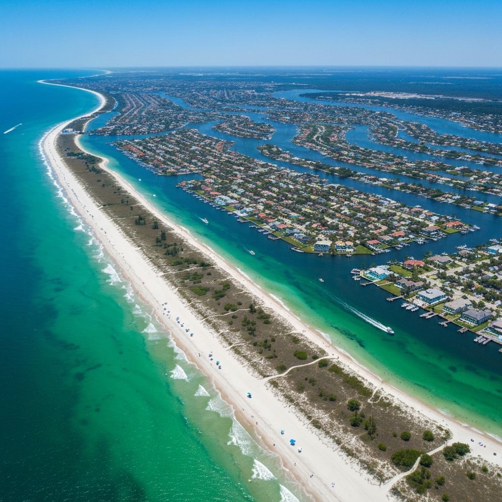 Aerial view of Pinellas County Florida barrier islands
